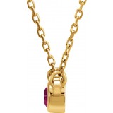 14K Yellow 4 mm Round Pink Tourmaline Bezel-Set Solitaire 16 Necklace photo 2