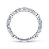 Gabriel & Co. 14k White Gold Victorian Diamond Wedding Band photo 2