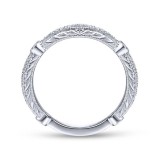 Gabriel & Co. 14k White Gold Victorian Diamond Wedding Band photo 2