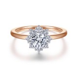 Gabriel & Co. 14k Two Tone Gold Starlight Halo Engagement Ring photo