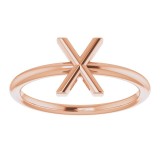 14K Rose Initial X Ring photo 3