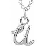 14K White Script Lowercase Initial U 18 Necklace photo