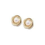14K Yellow Gold Knot With 5mm Pearl Stud Earrings photo