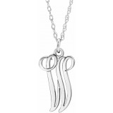 14K White Script Initial W 16-18 Necklace photo
