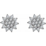 14K White 1/2 CTW Diamond Cluster Stud Earrings photo 2