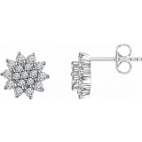 14K White 1/2 CTW Diamond Cluster Stud Earrings photo