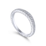 Gabriel & Co. 14k White Gold Victorian Curved Wedding Band photo 3