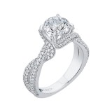 Shah Luxury 14K White Gold Round Diamond Engagement Ring with Split Shank (Semi-Mount) photo 2