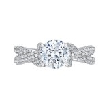 Shah Luxury 14K White Gold Round Diamond Engagement Ring with Split Shank (Semi-Mount) photo