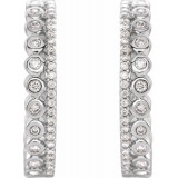 14K White 1/3 CTW Diamond Geometric Hoop Earrings photo 2