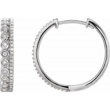 14K White 1/3 CTW Diamond Geometric Hoop Earrings photo