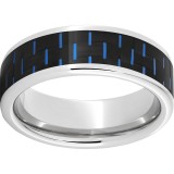 Serinium Pipe Cut Band with Black and Blue Carbon Fiber Inlay photo