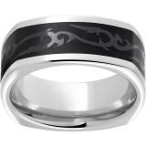 Serinium Square Band with Scroll Pattern Black CeramicInlay photo