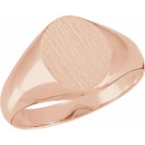 14K Rose 11x9.5 mm Oval Signet Ring photo