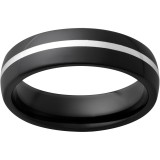 Black Diamond Ceramic Domed Band with 1mm Sterling Silver Inlay photo