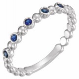 14K White Blue Sapphire Stackable Ring photo