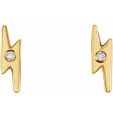 14K Yellow .03 CTW Diamond Lighting Bolt Earrings photo 2