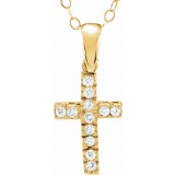 14K Yellow 1.2 mm Round Cubic Zirconia Cross 15 Necklace photo