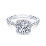 Gabriel & Co. 14k White Gold Contemporary Halo Engagement Ring photo