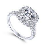 Gabriel & Co. 14k White Gold Contemporary Double Halo Engagement Ring photo 3