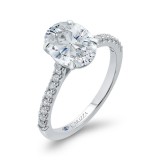 Shah Luxury 14K White Gold Oval Diamond Cathedral Style Engagement Ring (Semi-Mount) photo 2