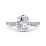 Shah Luxury 14K White Gold Oval Diamond Cathedral Style Engagement Ring (Semi-Mount) photo