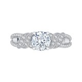 Shah Luxury Round Diamond Engagement Ring In 14K White Gold (Semi-Mount) photo