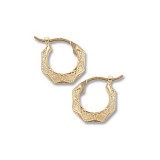 14K Yellow Gold Extra Small Embossed Diamond Cut Hoops photo