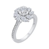 Shah Luxury 14K White Gold Round Diamond Floral Halo Engagement Ring (Semi-Mount) photo 2