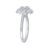 Shah Luxury 14K White Gold Round Diamond Floral Halo Engagement Ring (Semi-Mount) photo 3