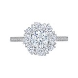 Shah Luxury 14K White Gold Round Diamond Floral Halo Engagement Ring (Semi-Mount) photo
