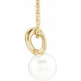 14K Yellow Freshwater Cultured Pearl Bypass 16-18 Necklace photo 2
