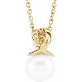 14K Yellow Freshwater Cultured Pearl Bypass 16-18 Necklace photo