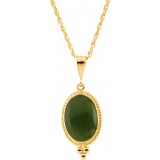 14K Yellow 14X10 mm Oval Cabochon Nephrite Jade 18 Necklace photo