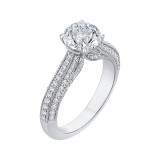 Shah Luxury 14K White Gold Round Diamond Cathedral Style Engagement Ring (Semi-Mount) photo 2