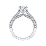 Shah Luxury 14K White Gold Round Diamond Cathedral Style Engagement Ring (Semi-Mount) photo 4