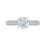 Shah Luxury 14K White Gold Round Diamond Cathedral Style Engagement Ring (Semi-Mount) photo