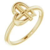 14K Yellow Heart Cross Ring photo