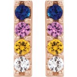 14K Rose Multi-Color Sapphire Bar Earrings photo 2