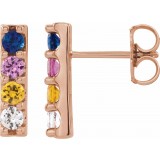 14K Rose Multi-Color Sapphire Bar Earrings photo