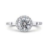 Shah Luxury 14K White Gold Round Diamond Halo Engagement Ring (Semi-Mount) photo