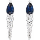 14K White Blue Sapphire & 1/4 CTW Diamond Earrings photo 2