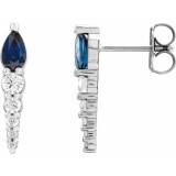 14K White Blue Sapphire & 1/4 CTW Diamond Earrings photo