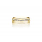 Henri Daussi 6mm Men's Wedding Band MB135 14k Gold Yellow 0.60 Ctw. photo