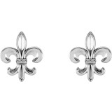 14K White Fleur-De-Lis Earrings photo 2