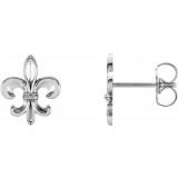 14K White Fleur-De-Lis Earrings photo