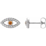 14K White Citrine & White Sapphire Earrings photo