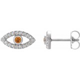 14K White Citrine & White Sapphire Earrings photo