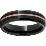 Black Diamond Ceramic Beveled Edge Band with a 1mm 14K Rose Gold Inlay photo