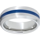 Serinium Beveled Edge Band with Thin Blue Line Inlay photo